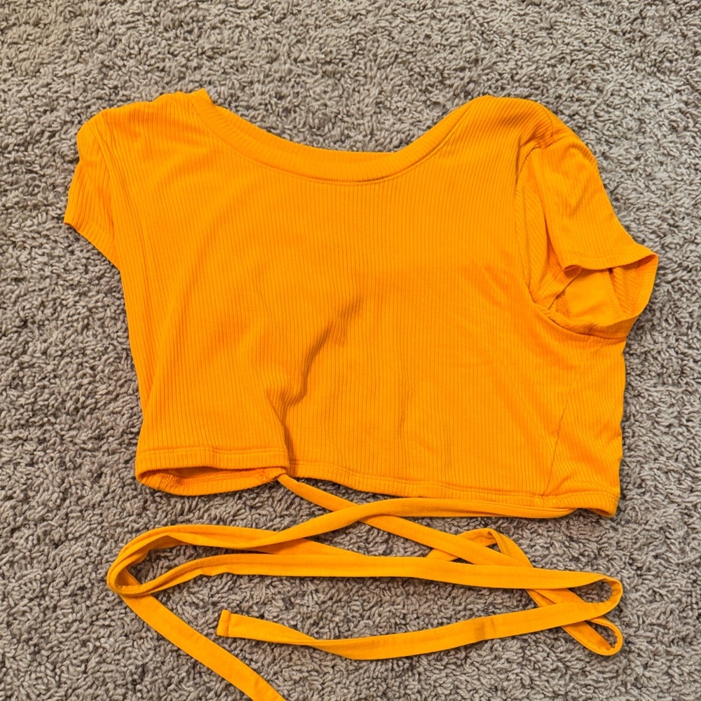 Aerie Vibrant Orange tie back Crop Top